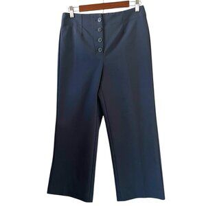 LOFT High Waist Exposed Button Wide Leg Crop Pants In Gray Size 4